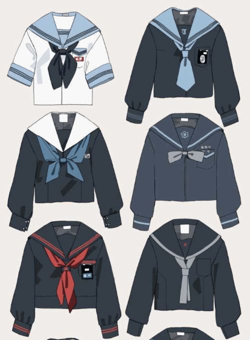 绘画素材 jk制服,动漫人物服饰教程参考
